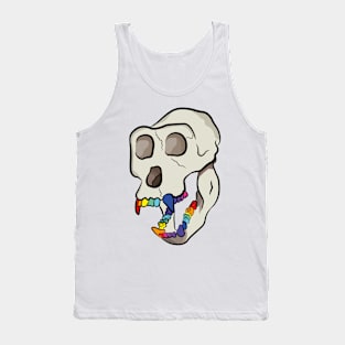 Monkey skull with rainbow teeth Tank Top